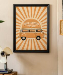 Here Comes The Sun 70s Poster Hippie Bohemian Vintage Wall Art Canvas Print