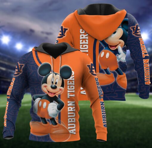 Hoodie Mickey Ho21 Auburn Tigers 3D All Over Print Zip Hoodie Gifts For Ncaa Fans