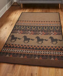 Horse Racing Washable Area Rugs, Rustic Horse Rug, Rustic Rug, Rustic Lodge Area Rugs, Carpet for Living Room A08