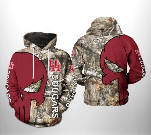 Houston Cougars Ncaa Camo Veteran Hunting 3D All Over Print Hoodie, Zip-Up Hoodie