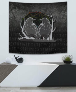 Huginn And Muninn Norse Mythology Ravens Midgard Birds Crow Tapestry for Wall Décor