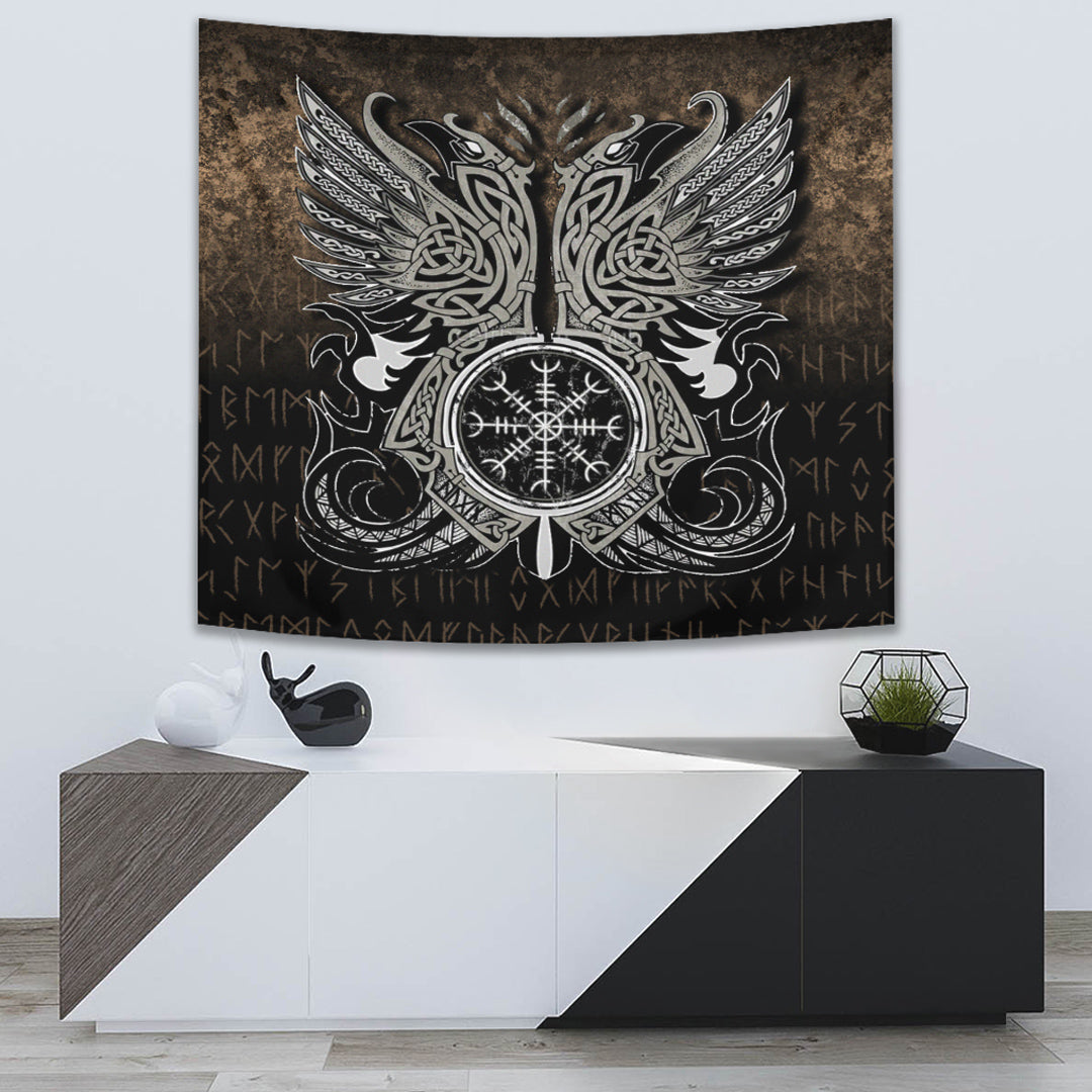Huginn and Muninn Odin's Ravens Tapestry for Wall Décor