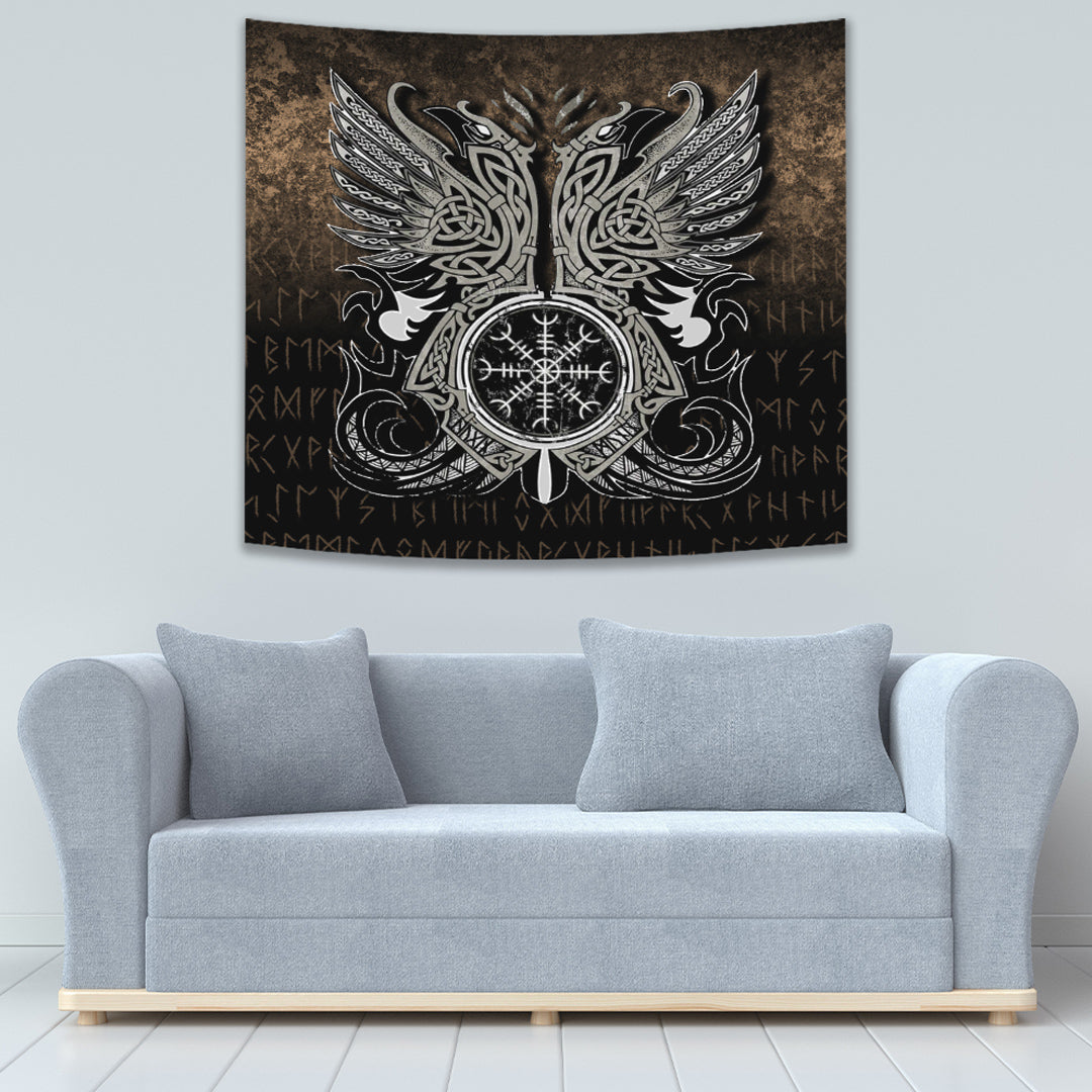 Huginn and Muninn Odin's Ravens Tapestry for Wall Décor