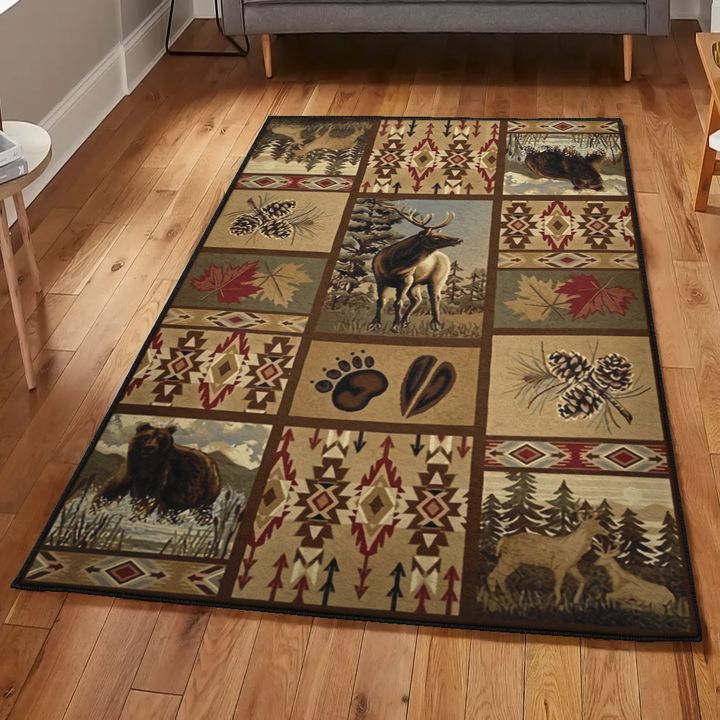 Hunter Modern Area Rugs, Rustic Hunting Rug, Rustic Rug, Rustic Lodge Area Rugs, Carpet for Living Room A05