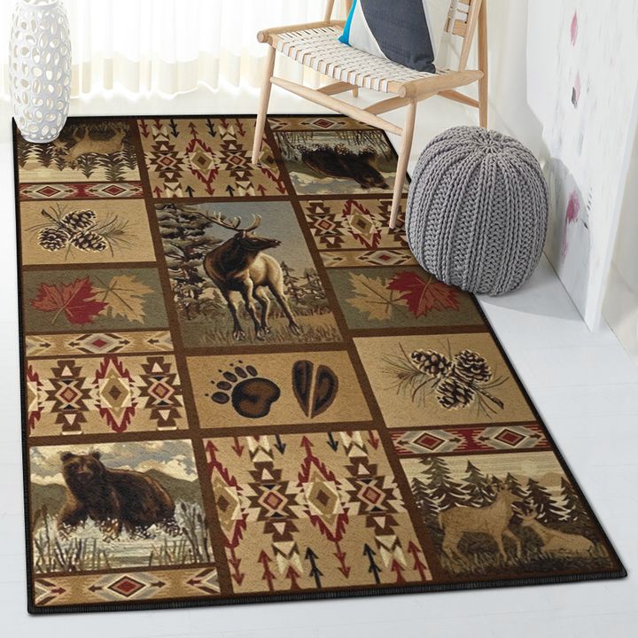 Hunter Modern Area Rugs, Rustic Hunting Rug, Rustic Rug, Rustic Lodge Area Rugs, Carpet for Living Room A05