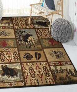 Hunting Kitchen Rugs, Rustic Hunting Rug, Rustic Rug, Rustic Lodge Area Rugs, Carpet for Living Room A41