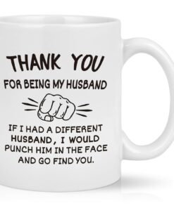 Husband Valentine Gifts From Wife, Thank You For Being My Husband Coffee Mug, Valentines Day Fathers Day Birthday Anniversary Christmas Gifts For Husband, Funny Husband Gifts