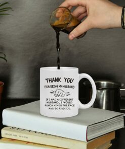 Husband Valentine Gifts From Wife, Thank You For Being My Husband Coffee Mug, Valentines Day Fathers Day Birthday Anniversary Christmas Gifts For Husband, Funny Husband Gifts