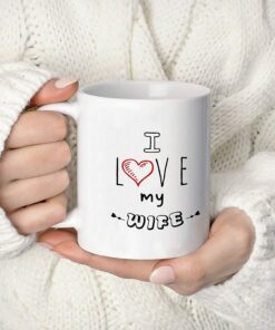 I Love My Wife Coffee Mugs, Valentines Day Gifts For Husband Birthday Gifts From Wife For Him Anniversary Cup Wedding Present White Ceramic