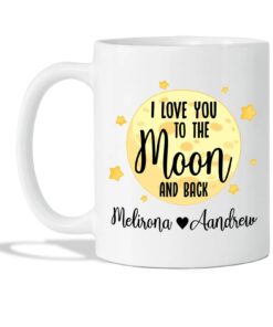 I Love You To The Moon And Back Mug, Couple Coffee Mug, Custom Couple Mugs With Names, Personalized Couple Mug, Gift For Lover, Mr And Mrs Mug, Couple Gift For Her And Him
