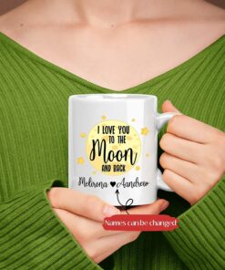 I Love You To The Moon And Back Mug, Couple Coffee Mug, Custom Couple Mugs With Names, Personalized Couple Mug, Gift For Lover, Mr And Mrs Mug, Couple Gift For Her And Him