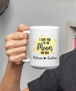 I Love You To The Moon And Back Mug, Couple Coffee Mug, Custom Couple Mugs With Names, Personalized Couple Mug, Gift For Lover, Mr And Mrs Mug, Couple Gift For Her And Him