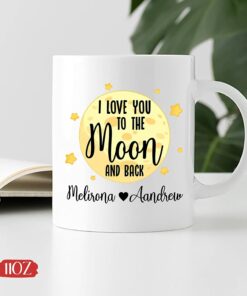 I Love You To The Moon And Back Mug, Couple Coffee Mug, Custom Couple Mugs With Names, Personalized Couple Mug, Gift For Lover, Mr And Mrs Mug, Couple Gift For Her And Him