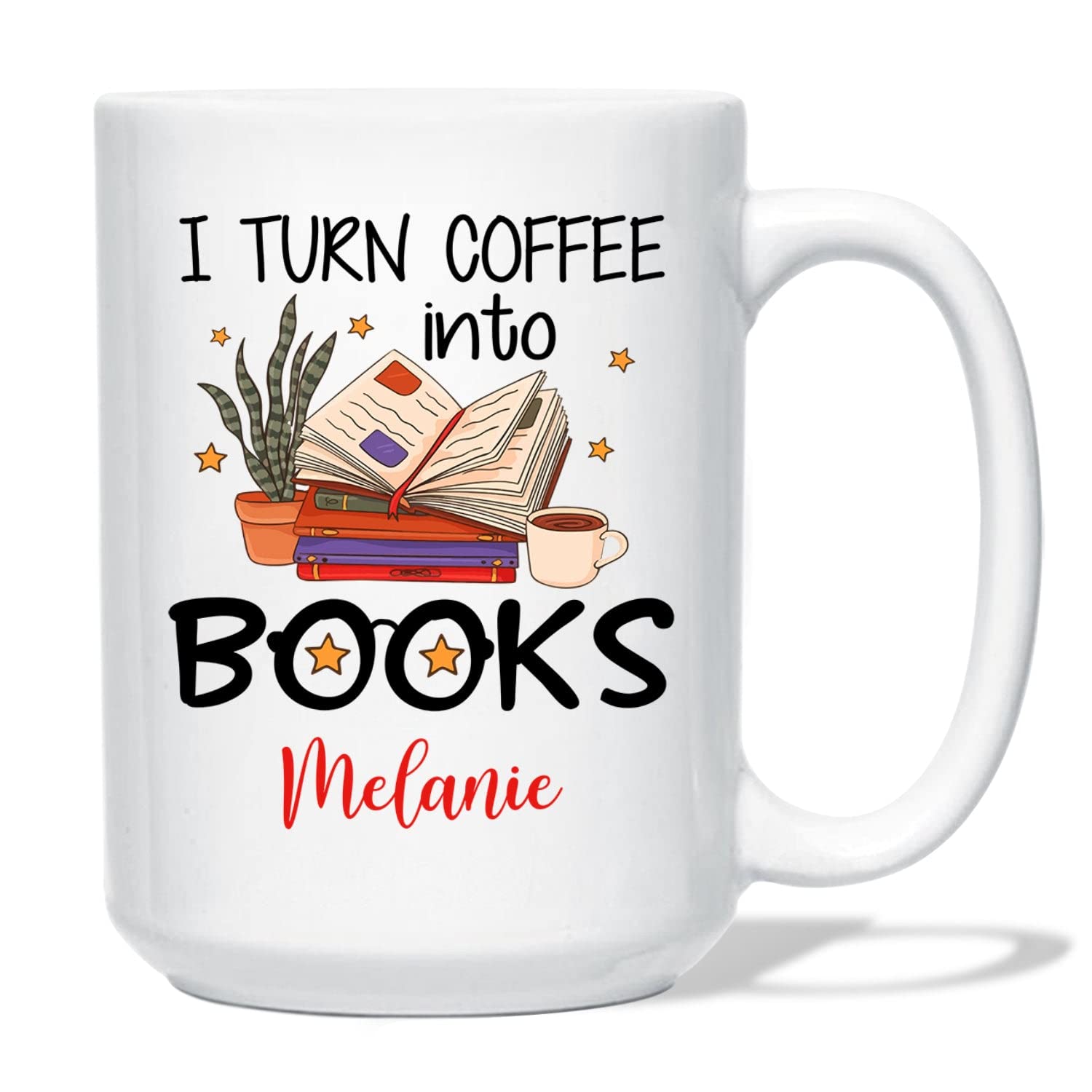 I Turn Coffee Into Books Writer Author Ceramic Mug Gift For Book Lover Creator Novelist, Personalized Writer Coffee Cup 11Oz 15Oz, Author White Mug Custom Name Gift For Mom,Dad,Friends,Coworker