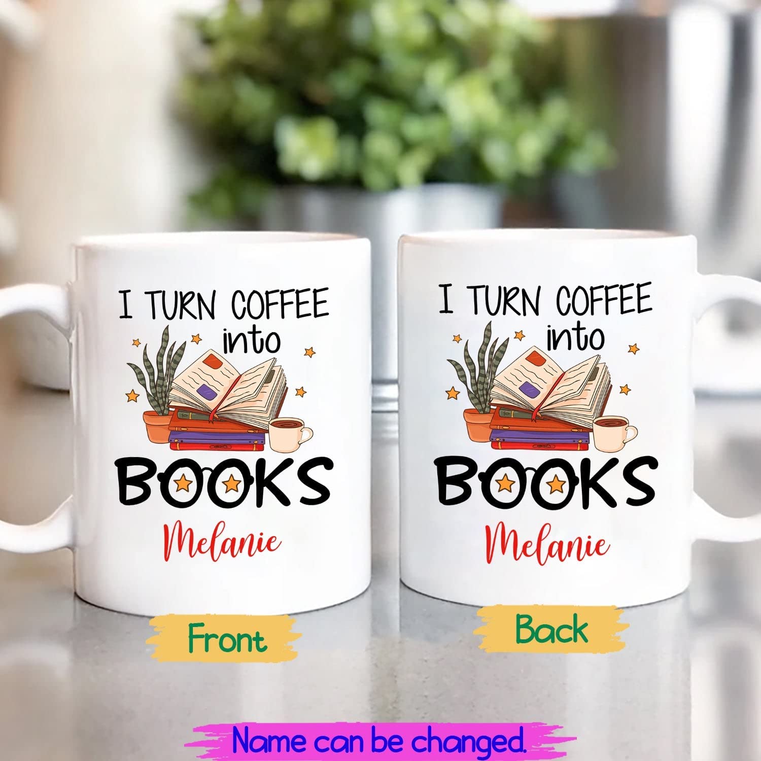 I Turn Coffee Into Books Writer Author Ceramic Mug Gift For Book Lover Creator Novelist, Personalized Writer Coffee Cup 11Oz 15Oz, Author White Mug Custom Name Gift For Mom,Dad,Friends,Coworker