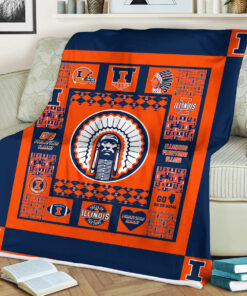 Illinois Fighting Illini Sherpa Fleece Blanket Gifts for NCAA Fans