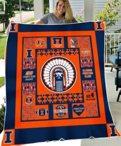 Illinois Fighting Illini Sherpa Fleece Blanket Gifts for NCAA Fans