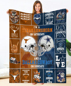 I'm A Texas Longhorn On Saturday And A Dallas Cowboy On Sundays Fleece Sherpa Blanket University NCAA Gìts