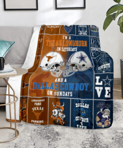 I'm A Texas Longhorn On Saturday And A Dallas Cowboy On Sundays Fleece Sherpa Blanket University NCAA Gìts
