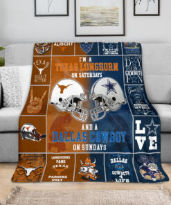 I'm A Texas Longhorn On Saturday And A Dallas Cowboy On Sundays Fleece Sherpa Blanket University NCAA Gìts