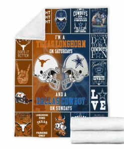 I'm A Texas Longhorn On Saturday And A Dallas Cowboy On Sundays Fleece Sherpa Blanket University NCAA Gìts
