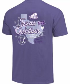 Image One Women's TCU Horned Frogs Doodles T-Shirt, TCU Shirts Gifts For NCAA Fans