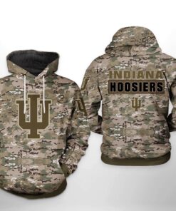 Indiana Hoosiers Ncaa Camo Veteran 3D All Over Print Hoodie, Zip-Up Hoodie