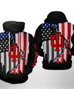 Indiana Hoosiers Ncaa Us Flag 3D All Over Print Hoodie, Zip-Up Hoodie