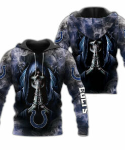 Indianapolis Colts Skull Hoodies Background Smoke Gifts for Fans