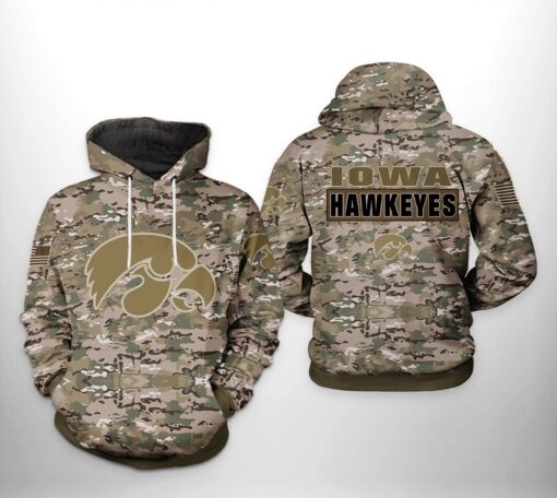 Iowa Hawkeyes Ncaa Camo Veteran 3D All Over Print Hoodie, Zip-Up Hoodie