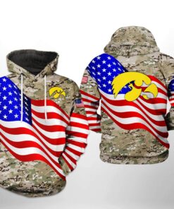 Iowa Hawkeyes Ncaa Us Flag Camo Veteran 3D All Over Print Hoodie, Zip-Up Hoodie