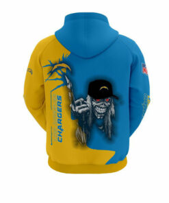 Iron Maiden Los Angeles Chargers Zip Up Hoodies Pullover Hoodies Gifts for Fans