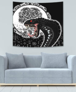 Jomngandr and Yggdrasil Black and White Tapestry for Wall Décor