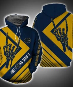 Just Send It Notre Dame Fighting Irish 3D All Over Print Zip Hoodie Gifts For Ncaa Fans