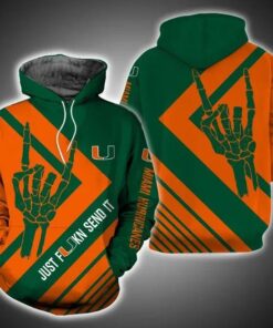 Just Send It Miami Hurricanes 3D All Over Print Zip Hoodie Gifts For Ncaa Fans
