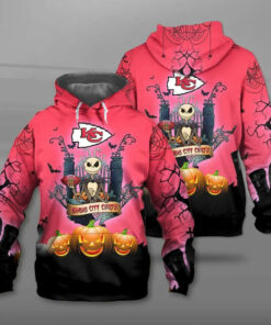 Kansas City Chiefs Halloween Costume Hoodies Jack Skellington 3D Graphic Gifts for Fans