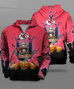 Kansas City Chiefs Halloween Costume Hoodies Jack Skellington 3D Graphic Gifts for Fans
