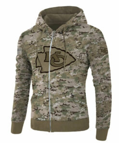 Kansas City Chiefs Hoodie Camo Printed 3D Pullover Zip Up Hoodies Gifts for Fans