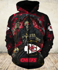 Kansas City Chiefs Hoodie Mens Halloween Death Seeks Its Prey Gifts for Fans