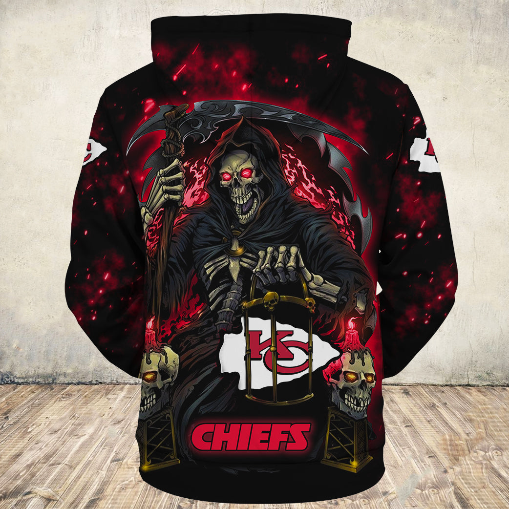 Kansas City Chiefs Hoodie Mens Halloween Death Seeks Its Prey Gifts for Fans