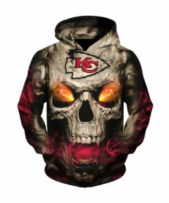 Kansas City Chiefs Hoodies Eye Rugby Ball Skull Hoodies Gifts for Fans