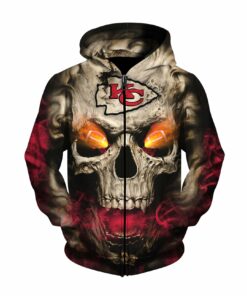 Kansas City Chiefs Hoodies Eye Rugby Ball Skull Hoodies Gifts for Fans