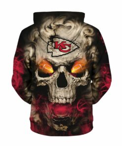 Kansas City Chiefs Hoodies Eye Rugby Ball Skull Hoodies Gifts for Fans