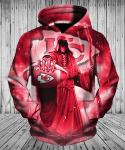Kansas City Chiefs Pullover Hoodie 3D Death Skull Hoodies Gifts for Fans