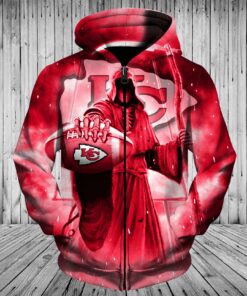 Kansas City Chiefs Pullover Hoodie 3D Death Skull Hoodies Gifts for Fans