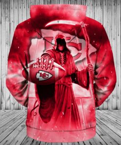 Kansas City Chiefs Pullover Hoodie 3D Death Skull Hoodies Gifts for Fans