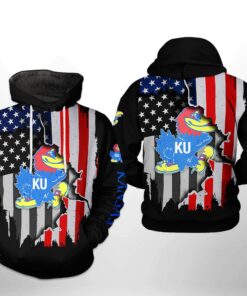 Kansas Jayhawks Ncaa Us Flag 3D All Over Print Hoodie, Zip-Up Hoodie