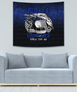 Kattegat Longboat Raven Norse Mythology Flokis Shipyard Tapestry for Wall Décor