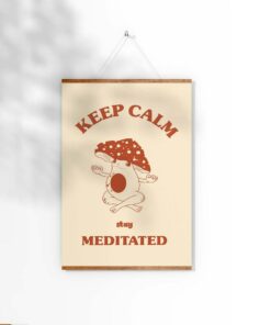 Keep Calm Stay Meditated Vintage 70s Poster Trendy Wall Art Canvas Prints