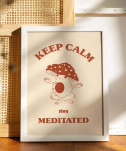 Keep Calm Stay Meditated Vintage 70s Poster Trendy Wall Art Canvas Prints